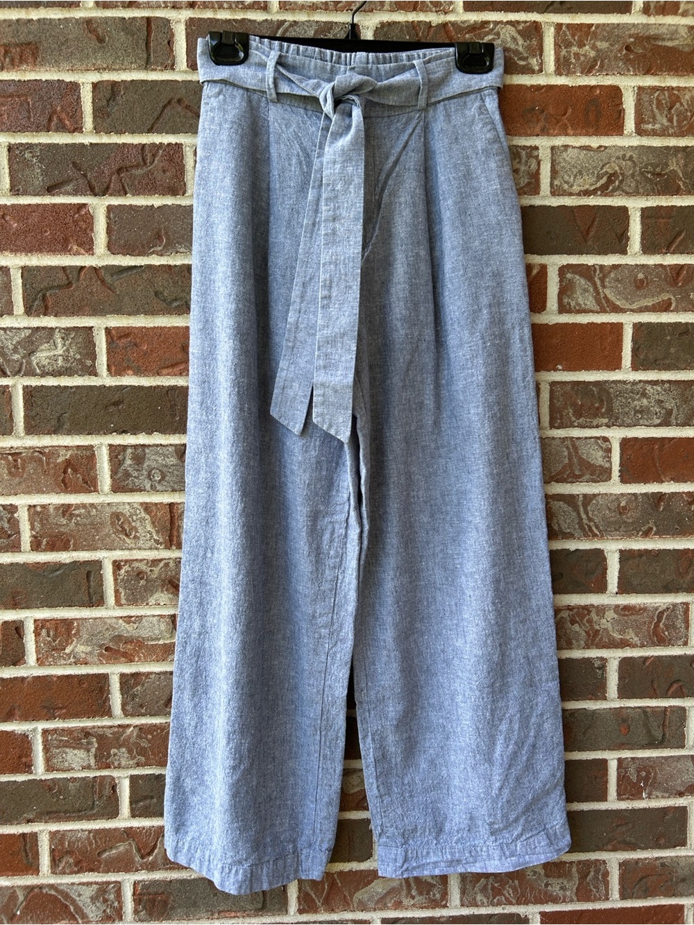 Uniqlo Chambray-Light Blue Wide Leg Linen Pants